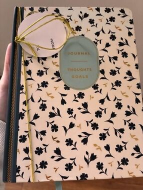 Journal Notebook - Floral Green & Cream Pattern
